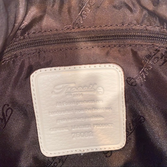 Vintage Fossil Genuine Leather Handcrafted Women's Handbag Purse 75082 - Beige - Picture 5 of 11